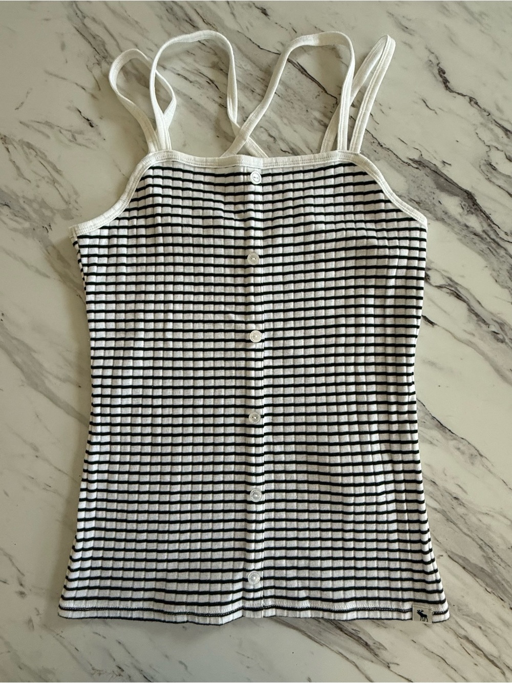 abercrombie kids Navy and White Striped Button Cami